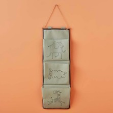 Sevimle Store Maıson Zoo Hayvan Baskılı%70 Polyester%30 Pamuk Askılı Organizer, Yeşil, 20X60 cm