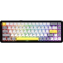 Sevimle Store Ajazz AK680 Max%68 Manyetik Switch, 3000MAH Batarya 8000 Hz KABLOLU-1000 Hz Polling Rate Kablosuz Manyetik Klavye Rgb Arkadan Aydınlatmalı Özelleştirilebilir Tuşlar (AK680 Max - Siyah Sarı)