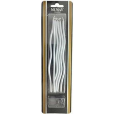 MerveliSait Gümüş Renkli Burgulu Uzun Mum