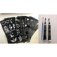 Sevimle Store Desen 2 Tüp Kına ve Fırça Geçici Dövme Seti Hint Kınasıyla Dövme Yapma