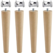 Sevimle Store Ahşap Mobilya Koltuk Kanepe Sehpa Masa Ayağı Ayakları M8 Civatalı 20 cm + Bağlantı Aparatlı 8'li Set