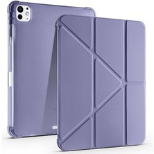 Sevimle Store Pro 11 Inç M4 2024 Ile Uyumlu Kılıf Üçgen Katlanabilir Kalem Şarj Bölmeli Kılıf A2836 A2837 A3006 Lavanta