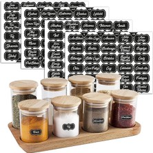 Sevimle Store Baharatlık Etiketleri - Kendinden Yapışkanlı - 120 Adet Çıkartma Baharat Etiketleri - Suya Dayanıklı - Siyah Baharat Kutuları Etiketleri