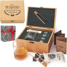 Sevimle Store Tasarımlı Ahşap Kutulu Tekli Glasgow Viski Kadeh Seti + 4 Soğutucu Taş Seti