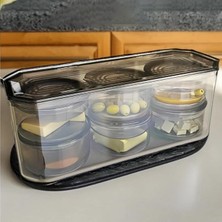 Sevimle Store 7 Parça Kristal Saklama Kutulu Vakum Kapaklı Kahvaltı Seti | 7'li Kahvaltılık Set Antrasit