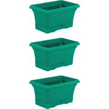 Sevimle Store Balkon Saksı Tabaklı 3 Adet, 3.5 Litre Yeşil