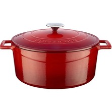 Sevimle Store Metal Döküm Yuvarlak Tencere, 28 Cm, Kırmızı