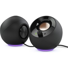 Sevimle Store Rgb Aydınlatmalı Pebble Se Minimalist 2.0 Usb-C ile Çalışan Pc Hoparlörleri, 3,5 mm Aux Girişi, Bilgisayarlar ve Dizüstü Bilgisayarlar Için 4,4 W'a Kadar Rms Gücü (Siyah)