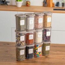 Sevimle Store 1061 Döner Kapaklı Etiketli Baharatlık Seti - 12'li Cappuccino Kapaklı 350 cc