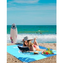 Sevimle Store Plaj Havlusu, Piknik Örtüsü, Plaj Matı, Çantalı Plaj Hasırı,kamp Battaniyesi, Kamp Matı, Katlanabilir, Hafif, Su Geçirmez, Kum Geçirmez (Deniz Mavisi-Plaj)
