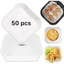Sevimle Store Home Beyaz Airfryer Pişirme Kağıdı, Fritöz Yağlı Kağıdı, Yanmaz Kağıt 50 Adet (Kare) (50)
