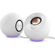 Sevimle Store Pebble Se Hoparlör 2.0 Minimalist Pc Hoparlör, Usb-C Rgb Aydınlatmalı, 3,5 mm Aux Girişi, Bilgisayarlar ve Dizüstü Bilgisayarlar Için 4,4 W'a Kadar Rms'ye Kadar Güç (Beyaz)