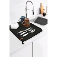 Sevimle Store Basic Bulasik Kurutma Mati Kurulama Bezi Kurutma Örtüsü Tezgah Üstü Siyah