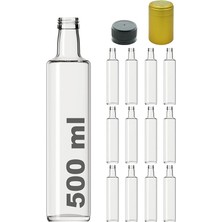 Sevimle Store 500 ml Şeffaf Dorika Kilitli Kapaklı ve Kapüşonlu Boş Cam Şişe 12 Adet