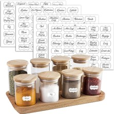 Sevimle Store Baharatlık Etiketleri - Kendinden Yapışkanlı - 120 Adet Çıkartma Baharat Etiketleri - Suya Dayanıklı - Beyaz Baharat Kutuları Etiketleri