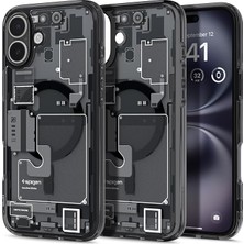 Sevimle Store iPhone 16 ile Uyumlu Ince Magsafe Kılıf Ultra Hybrid Sararma Karşıtı Duraclear Hava Kanalı Teknolojisi Askeri Sınıf Koruma Magfit Zero One Black Tasarım Kapak - ACS08208