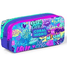 Sevimle Store High Iki Bölmeli Kız Çocuk Lavanta Grafiti Kalem Çantası Kalemlik