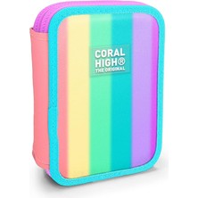 Sevimle Store High Renkli Çizgili Desenli Çift Katlı Kalem Çanta 11130