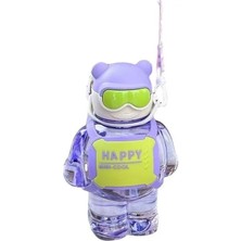 Sevimle Store Sevimli Robot Şeklinde Su Matarası, Kaliteli Lüks Çocuk Su Şişesi 0.8 Lt (Mor)