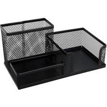Sevimle Store Offıce Tel Metal Kalemlik, 3 Bölmeli, Siyah