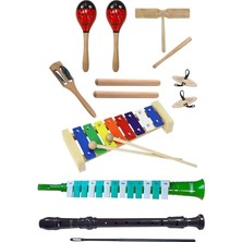 Sevimle Store Örf Aletleri Seti Under Paket-3 Marakas Zil Çubuk Ksilofon Melodika Flüt (8 Parça)