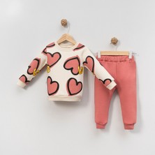 NEU KIDS Kalp Baskılı Kız Alt Üst Takım