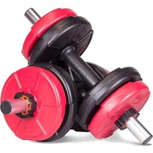 Sevimle Store 11 kg Dambıl Seti Blackred 6 In 1 Fitness Set
