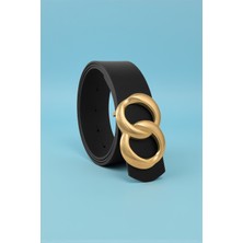 Milleniva Sonsuz Gold Tokalı Siyah Kadın Kemer