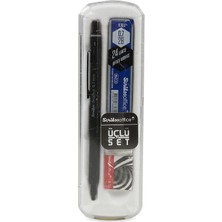 Sevimle Store Office Graphx 3'lü Set Mekanik Kurşun Kalem Silgi Min Mat Siyah 0.7 mm