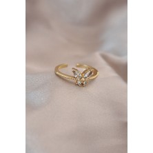 Ayder Timya Ayarlamalı Altın Renk Metal Zirkon Taş ve Kristal Taşlı Kelebek Model Yüzük (Timya/1395) 189591