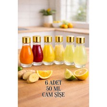 Rotanev 6 Adet 50CC Cam Sızdırmaz Aynalı Metal Gold Kapaklı Hediyelik Koku Süs Parfüm Çok Amaçlı Şişe 50ML