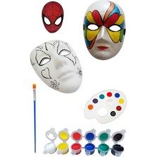 Sevimle Store Doğal Seramik Hamuru 3 Adet Karton Maske Boyama Faaliyeti, Resim Başlangıç Seti, 3erli Set, Maske Boyama Seti Karışık