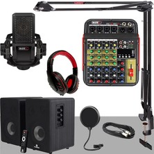 Sevimle Store Impressive Paket-2 Stüdyo Ekipmanları Kayıt Seti (Monitör Mikrofon Mikser Kulaklık)