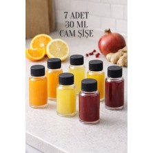 Rotanev 7 Adet 30 ml Şeffaf Küçük Şişe 30 cc Siyah Sızdırmaz Kapaklı Cam Şişe Hediyelik