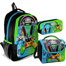 Sevimle Store High Üç Gözlü Ilkokul ve Ortaokul Çanta Seti - Erkek Çocuk - Kulaklık Game Desenli