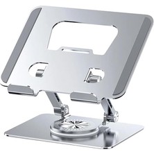 Sevimle Store Tablet Standı 360 Derece Dönebilen Tablet Stand Katlanabilir Metal Tablet Tutucu Standı Tablet ve Telefon Tutucu Stant Tablet Tutucu Metal (Açık Gri)