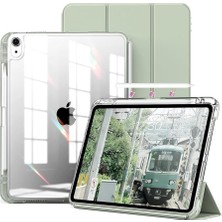 Sevimle Store Ipad Air 11INÇ 2024 Air 4/5/6.nesil 10.9 ile Uyumlu Kılıf Pen Charge Şeffaf Kalem Bölmeli Case, Açık Yeşil