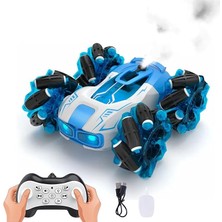 Sevimle Store Buhar Atan Şarjlı Full Fonksiyon Uzaktan Kumandalı Akrobat Araba Duman Atar Dahili Typc-E Şarj (Mavi)