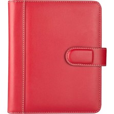 Sevimle Store 2025 Ajanda Suni Deri Mıknatıs Kapaklı 4 Halka Mekanizmalı Organizer, Kırmızı, 20X23X4 Cm.