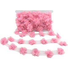 Sevimle Store Marifetlerim - Pembe Lazer Kesim Çiçek Tül 1 Metre