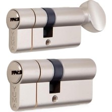 Sevimle Store | Ortak Anahtarlı Bilyalı Tuzaklı 2'li Set Kilit Göbeği, Mandallı - Mandalsız Set, Çelik Kapı Göbeği (68 Mm, Nikel)