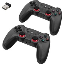 Sevimle Store Çiftli 2.4g Kablosuz Oyun Kolu Pc Uyumlu Pilli Joystick Wireless Gamepad Hassas Trigger Kaymaz Tasarım Çiftli G2.4g (Siyah)