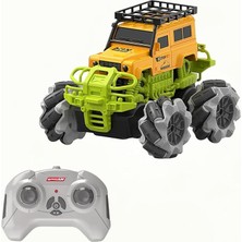 Sevimle Store 4x4 Offroad Uzaktan Kumandalı Akrobat Drift Arabası Offroad Jeep Araba 360° ve 45° Yatay Hareket Drift Atan Şarjlı Çılgın Araba (Turuncu)