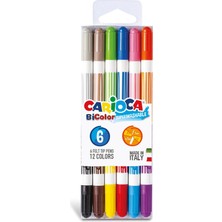 Sevimle Store Bicolor Süper Yıkanabilir Çift Uçlu Keçeli Boya Kalemi 6'lı 12 Renk