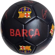 Sevimle Store Barcelona Baça Futbol Topu, Imzalı, Dana Derisi, 4 Astar, No5, Siyah