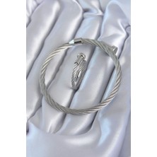 316L Çelik Gümüş Renk Sarmal Model Erkek Bileklik Yüzük Kombini