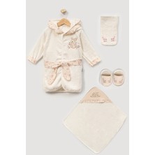 NEU KIDS Tavşan Nakışlı 4'lübanyo&bornoz Set