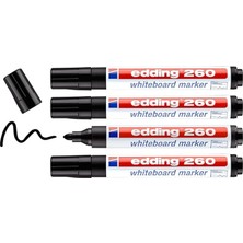 Sevimle Store 260 Beyaz Yazı Tahtası Kalemi, Siyah, 4'lü Set, Yuvarlak Uç 1,5-3 mm