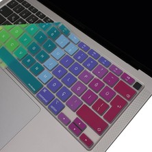 Sevimle Store MacBook Air 13 Inç Klavye Koruyucu A2179 A2337 M1 Uyumlu Türkçe Q Silikon Ince Kaplama Dazzle Desen Toz Geçirmez Yıkanabilir Pembe Yeşil