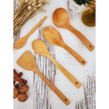 Sevimle Store Ahşap Tahta Mutfak Kaşık Seti 5 Parça Kayın, Şimşir ve Bambu Ağacı MNT-026